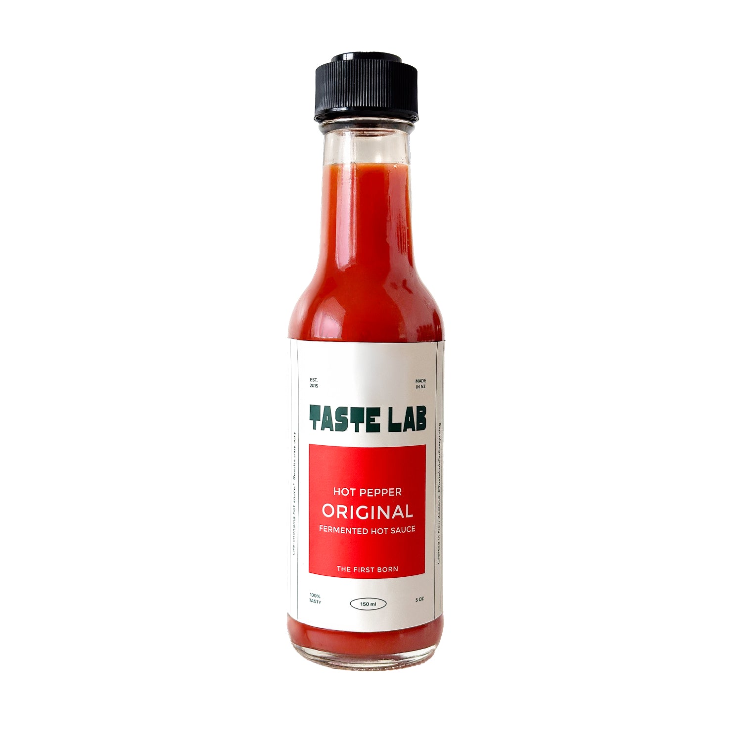 Bottle of Taste Lab Hot Honey Original hot sauce against a white background.