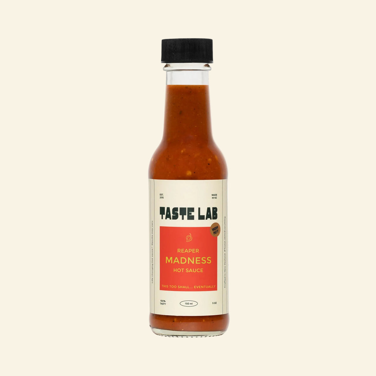 Bottle of Taste Lab Reaper Madness Hot Sauce